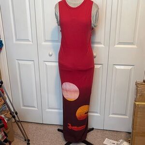 Star Wars 2 Suns Sunset Luke’s Speeder Tatooine Sleeveless Maxi Dress Medium